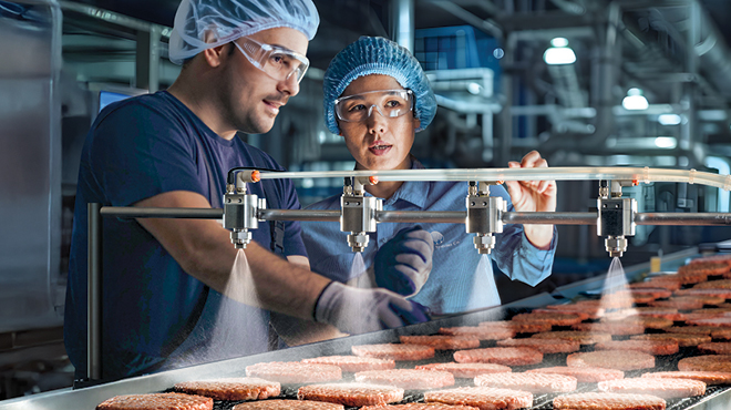 antimicrobial spraying onto hamburger meat