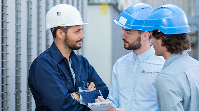 three men in hard hats
