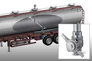 tanker truck with tank cleaning nozzle