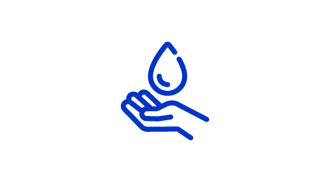 icon of a hand holding a water droplet
