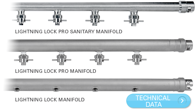 three lightening lock manifolds