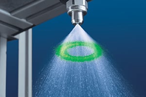 nozzle spraying water in testing lab