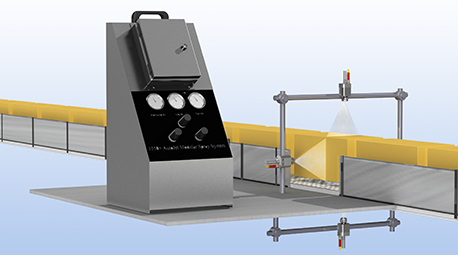 Cheese packing spray system