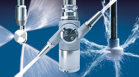 tank cleaning nozzles spraying water