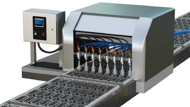 Bäckerei Backblech Sprühanwendung Zeichnung