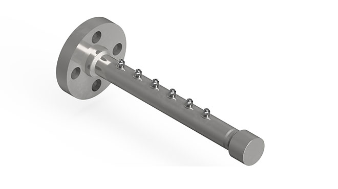 flowdrill and spray lance component for turbine cooling with nozzles