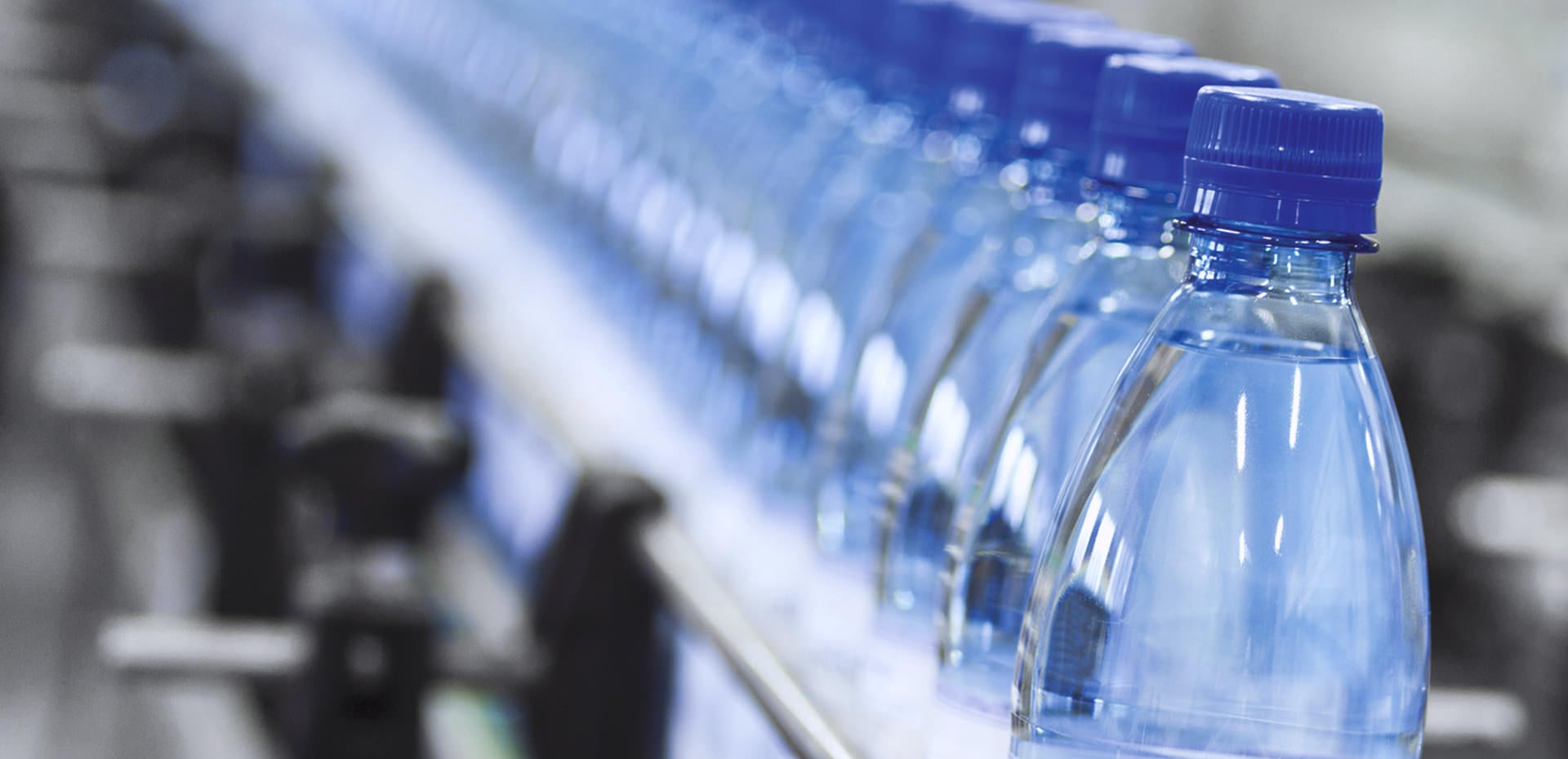 bottles of water in beverage facility