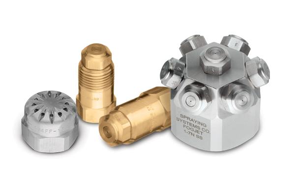 a group of hp fogjet high-pressure hydraulic atomizing nozzles