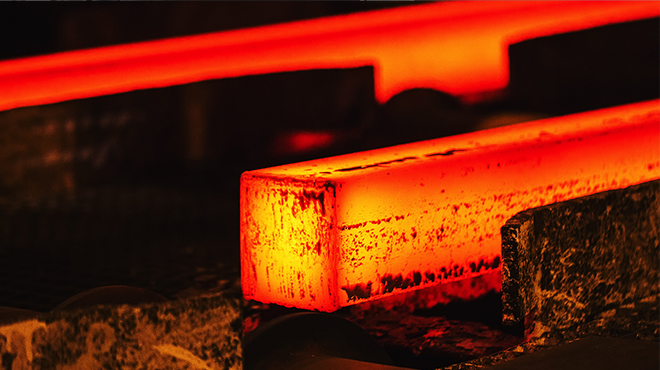 red hot steel bar