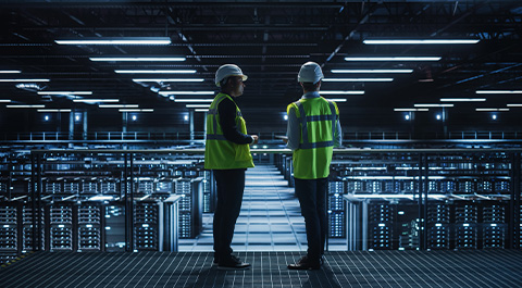 workers in a data center