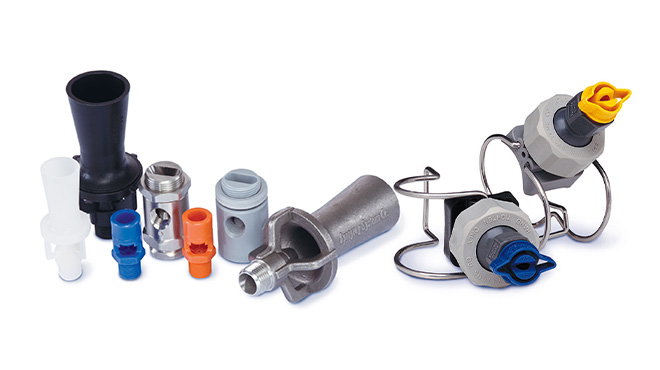full cone nozzles, flat spray nozzles and eductors
