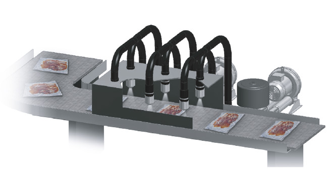 Blower application for meat packaging