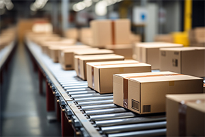 boxes on a conveyor