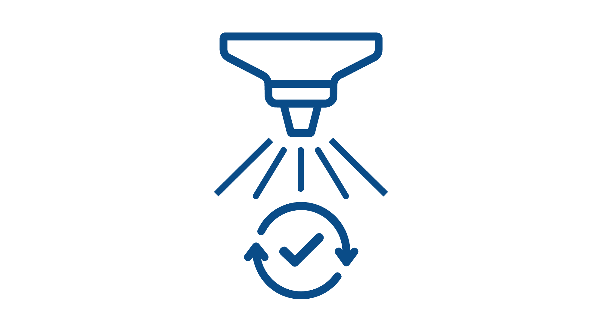 icon of a downward spray over a check mark
