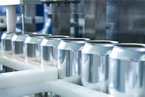 cans on a production line