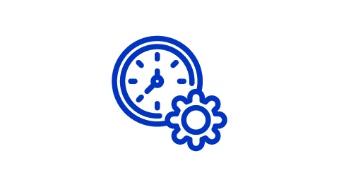 icon of a clock next to a gear