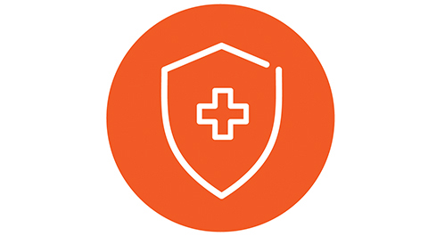 line drawing of a first aid shield