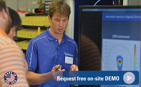 spraying systems co. representative presenting spray nozzle data