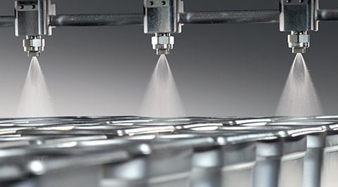 Nozzles spray in moulds