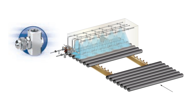 Aplicación de pulverización en tuberías de hierro fundido