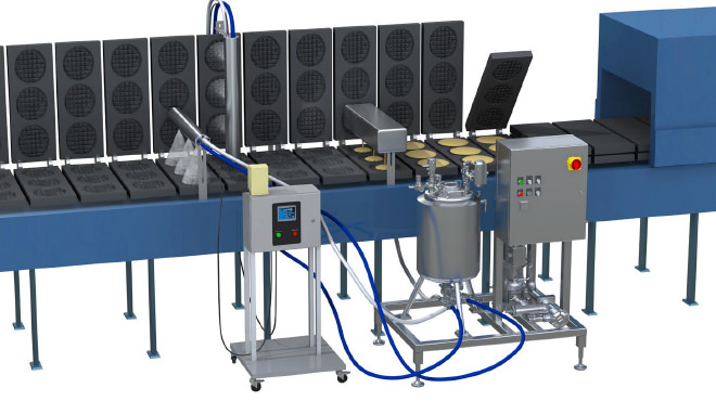 Dibujo de aplicación de spray en panadería