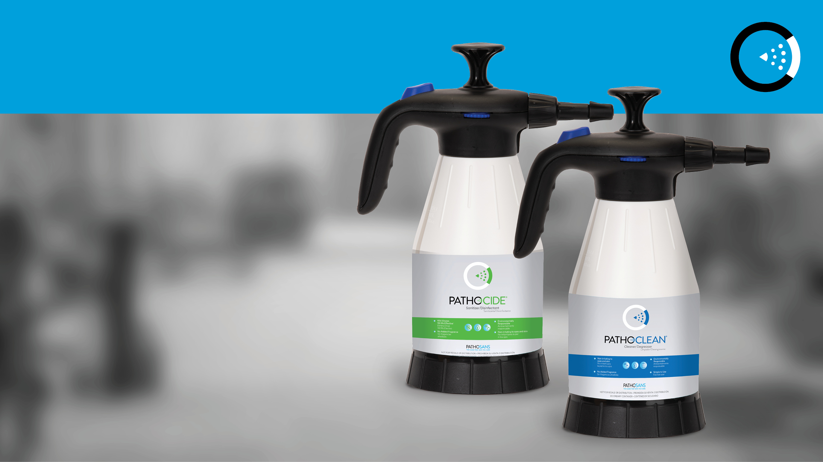 dos botellas pulverizadoras de 1,5 litros para pathoclean y pathocide