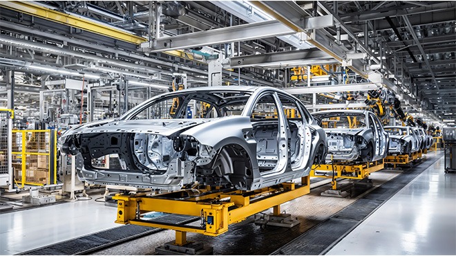 cars on production line
