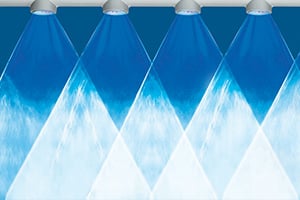 nozzles spraying water with overlap