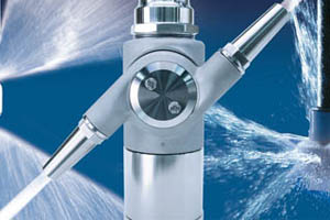 TankJet 360 fluid-driven tank cleaner spraying