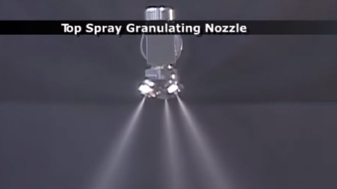 Top Spray Granulating Fluid Bed Nozzles 46920 spraying