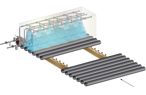 Dessin des systèmes de pulvérisation des tuyaux en fer