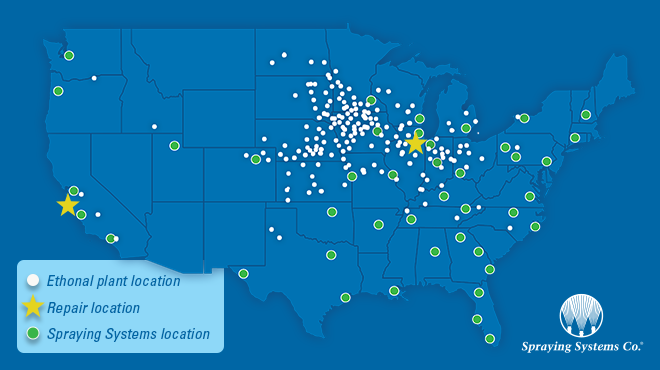 spraying systems co. locations on usa map