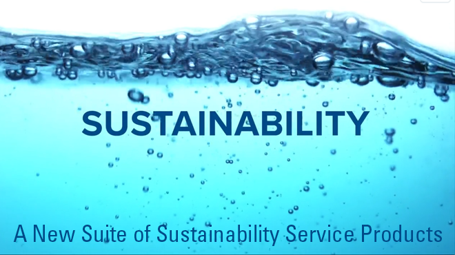 sustainability text under water with bubbles