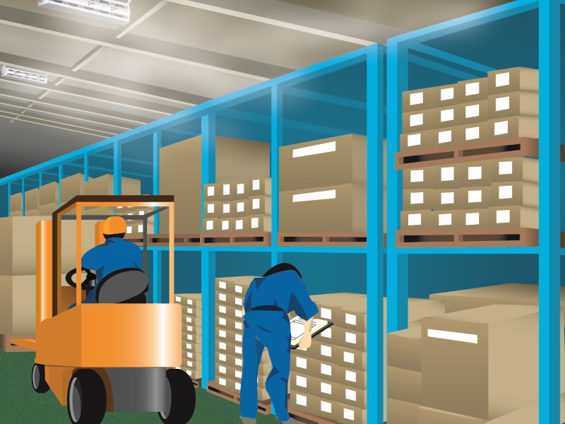 部品倉庫に設置されたミストシャワー