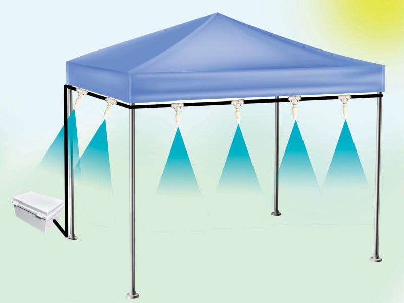 お手軽ミストポンプセットテント設置イメージ