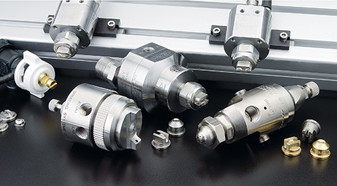 group of air atomizing spray nozzles