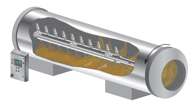 chocolate coating application with spray nozzles