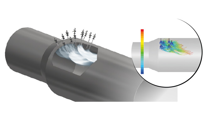 steam nozzles installed in thermal oxidizer