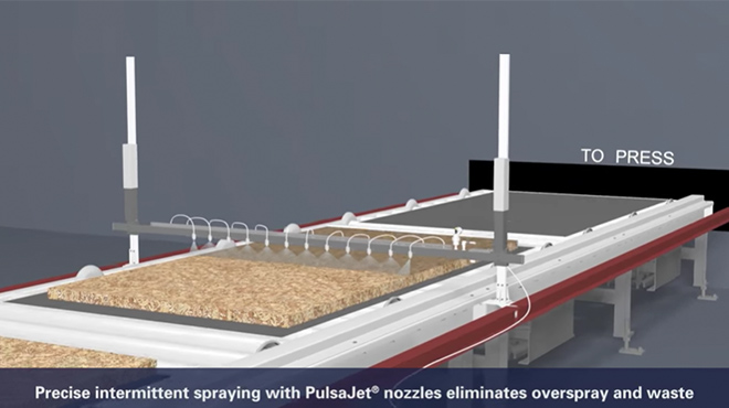 PanelSpray Systems in Operation on Multi Opening Press