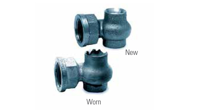 side by side comparison of new versus erosion wear spray nozzle