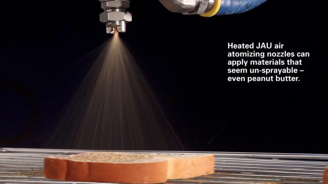 Spray Nozzles Applying Peanut Butter