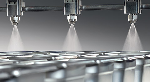 Nozzles spray in moulds