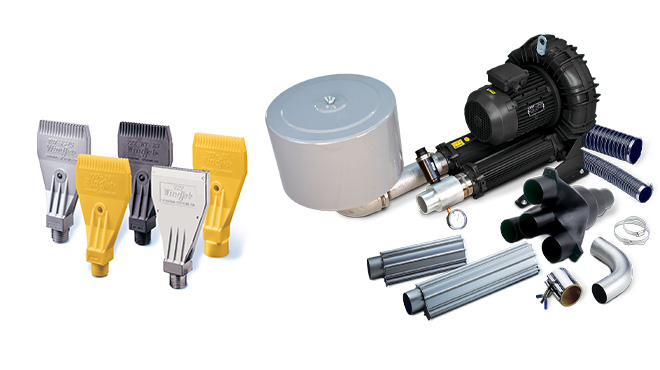bottle drying and blow-off nozzles for wineries