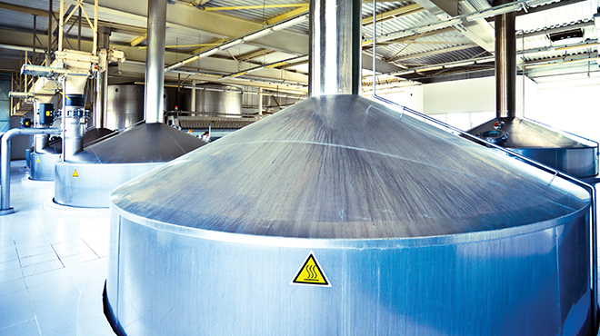 room of large mixing tanks