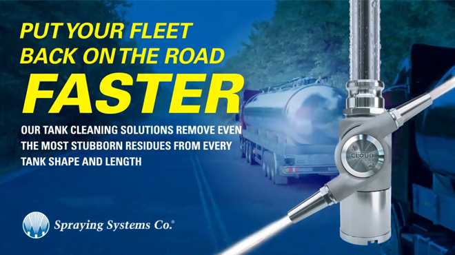 cloud-sellers tank cleaning nozzle next to tanker truck