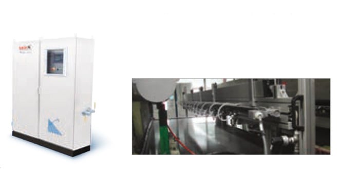 Aplicação em spray de fabrico de vidro plano