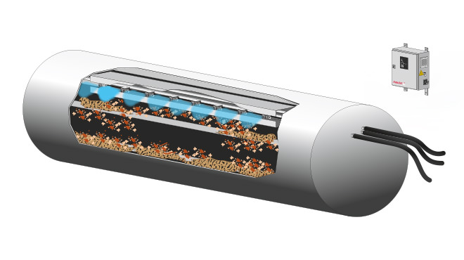 spraying wax on wood strands