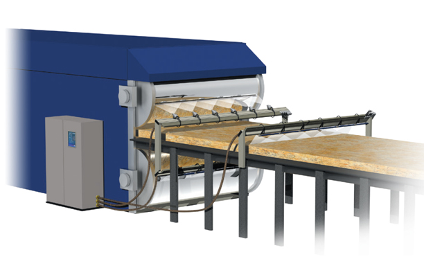 OSB conveyor spray application