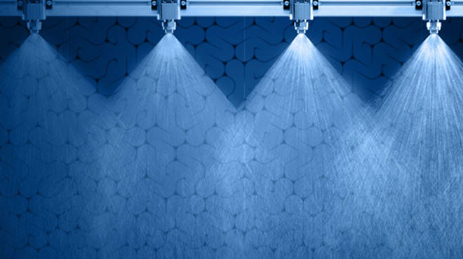 Header spraying water