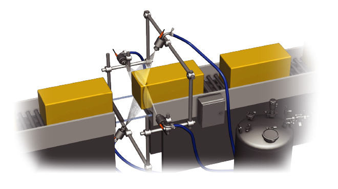 Spraying on cheese application drawing